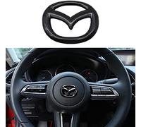 LOERSS Car Steering Wheel Cover Decoration Sticker, For Mazda 3 6 CX-3 CX-5, Emblem Logo Frame Decal, Interior Styling Modification Accessories, Black