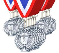Loetere 100 Pcs 1st 2nd 3rd Gold Silver Bronze Place Medals Metal Award Medals Winner with Neck Ribbon Participation Perfect for Athletes Academics Sports Competitions Prizes 2 Inch(2st Place)