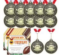 Loetere 12 Pcs Award Medals with 12 Pcs Achievement Award Certificates Team Participation Medals Certificates Party Favors for Team Competitions Trophy Prize (Football)