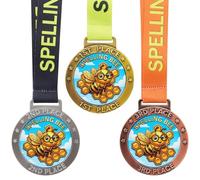 Loetere 2.8 in Award Medal 1st 2nd 3rd Place Trophy with Ribbon Large Gold Silver Bronze for Tournaments Field Games Family(3 Pcs,Spelling Bee)