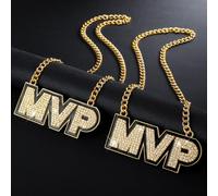 Loetere 2 Pcs MVP Chains Gold Champion Award Winner Prize Trophy Most Valuable Player Award Necklace for Adults Team Player Sports Football Soccer Baseball Softball Game Party Favor