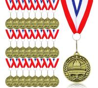 Loetere 24 pcs Reading Award Medals with Neck Ribbons Metal Trophy Award Prize Gift Readers are Leaders Medals