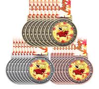 Loetere 24 Pcs Thanksgiving Turkey Medals 1st 2nd 3rd with Neck Ribbons 2 Inch Turkey Trot Awards for Thanksgiving Prizes Medals Fall Holiday Party Supply