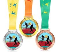 Loetere 3 Pcs Dinkball Award Medal 1st 2nd 3rd Place Dinkball Trophy with Ribbon Gold Silver Bronze Trophy for Tournaments Prize Field Games Family Reunions Field Day
