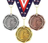Loetere 3 Pcs Metal Fusion Medals 2" Cornhole Dinkball Soccer 1st 2nd 3rd Place Award Medals with Ribbons Gold Silver Brown Trophy for Sports Participation Winner Prize Gift (Classic Cornhole)