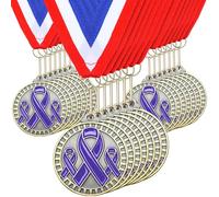 Loetere 30 Pcs Domestic Violence Awareness Medals Purple Awareness Ribbon Gifts with Neck Ribbon 2" Trophy Metal Medal for Women Girl Charity Recognition, Public Event, Fundraiser, Survivor Movement