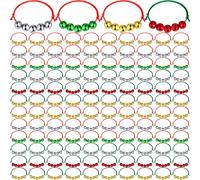 Loetere 300 Pcs Assorted Colors Christmas Jingle Bell Bracelets Bulk Xmas Adjustable Red and Green Gold Silver Bells Bracelets Wrist Band for Holiday Christmas Party Favors Stocking Stuffers