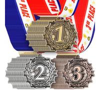 Loetere 48 Pcs Metal Round Award Medals 2 Inches Gold Silver Bronze Prizes with Neck Ribbon 1st 2nd 3rd Place Medals for Awards Winner Trophy Award for Sports Competitions Party (Star)