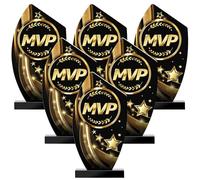 Loetere 6 Pcs MVP Trophy 7.68 in Acrylic Most Valuable Player Trophy Award Plaque Gold Black MVP Trophy Prizes Cup MVP Trophy Medals for Football Basketball Soccer Softball (Mvp Trophy Style)