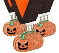 Loetere 60 Pcs Halloween Glitter Pumpkin Medals 2'' Pumpkin Carving Contest Awards Medals with Neck Ribbon Winner Participation Trophy Halloween Costume Party Supplies