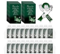 Loetere 60 Set Funeral Ribbon Dove Pins Funeral Favors for Guests Awareness Lapel Pin Brooch with Prayer Cards Organza Bags for People in Mourning Remembrance Memorial, mainly alloy, paper, and
