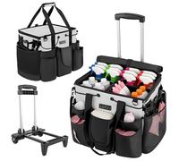 LOEUO Large Cleaning Caddy for Cleaning Supplies Organizer, Rolling Cleaning Caddy Bags with Wheels for Housekeepers, Cleaning Carts on Wheels for Home Car Office Picnic