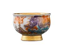 loeusjfnr Ceramic Tea Cup Jade-Glazed Gilded Tea Cup Master's Personal Dragon-Phoenix Gold Cups for Tea