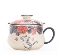 loeusjfnr Ceramic Tea Cup Rock Mineral White Hand-Painted Gold Cat Tea Cup Coffee Office with Built-in Strainer Integrated Ceramic Set Cups for Tea