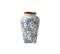 loeusjfnr Family Living Room Coffee Table Porch Ornaments Blue And White Porcelain Retro Ice Crack Ceramic Vase Housewarming Study Chinese Style Decoration(M)