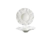 loeusjfnr Pasta Plates Ceramics Dinner Plate Matte Soup Basins Creative Household Tableware Irregular Shaped Salad Bowl Snacks Dessert Cake(White 26.5cm)