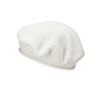 LOEVENICH Women's Beret Hat Made of Cotton in Best Knitted Quality with Fashionable Rolled Edge (Cream), cream, One Size Fits All