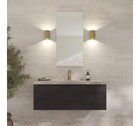Loevschall Refine Gold Wall Mirror with Frame 45 x 90 cm Decorative Mirror for Bathroom, Living Room, Bedroom & Hallway Minimalist & Stylish Brushed Brass Mirror
