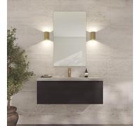 Loevschall Refine Gold Wall Mirror with Frame 60 x 100 cm Decorative Mirror for Bathroom, Living Room, Bedroom & Hallway Minimalist & Stylish Brushed Brass Mirror