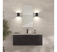 Loevschall Refine Mirror | Wall Mirror Black with Frame | 45 x 90 cm | Decorative Mirror for Bathroom, Living Room, Bedroom & Hallway | Minimalist & Stylish Mirror Made of Brushed Brass