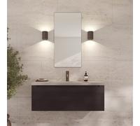 Loevschall Refine Mirror | Wall Mirror Brown with Frame | 45 x 90 cm | Decorative Mirror for Bathroom, Living Room, Bedroom & Hallway | Minimalist & Stylish Mirror Made of Brushed Brass