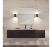 Loevschall Refine Mirror | Wall Mirror Brown with Frame | 80 x 80 cm | Decorative Mirror for Bathroom, Living Room, Bedroom & Hallway | Minimalist & Stylish Mirror Made of Brushed Brass