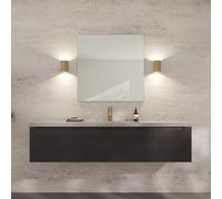 Loevschall Refine Mirror | Wall Mirror Gold with Frame | 80 x 80 cm | Decorative Mirror for Bathroom, Living Room, Bedroom & Hallway | Minimalist & Stylish Mirror Made of Brushed Brass