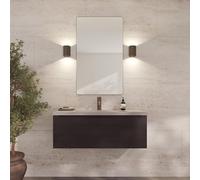 Loevschall Refine Wall Mirror Brown with Frame 60 x 100 cm Decorative Mirror for Bathroom, Living Room, Bedroom & Hallway Minimalist & Stylish Brushed Brass Mirror