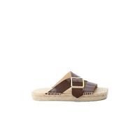 Loewe Leather Buckle Espadrille Slides In Brown Brown 7