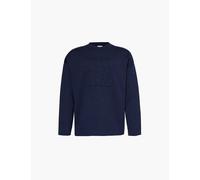 Loewe Mens Vy Blue Anagram Embossed-monogram Crew-neck Relaxed-fit Stretch-wool Blend Sweatshirt S
