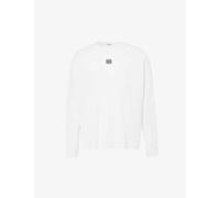 Loewe Mens White Anagram-embroidered Cotton-jersey Long-sleeved T-shirt L