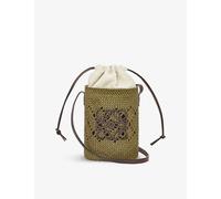 Loewe Olive/chestnut X Paula's Ibiza Anagram Ajouré Palm Crossbody Bag