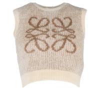 Loewe Preloved Anagram Sleeveless Crop Sweater In Ecru Cotton Ecru