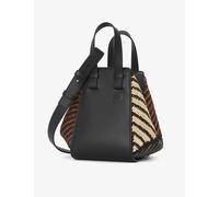 Loewe Womens Black/tural X Paula's Ibiza Hammock Compact Striped Woven-raffia and Leather Shoulder Bag