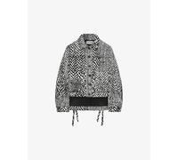 Loewe Womens Black/white Workwear Abstract-pattern Regular-fit Wool and Leather Jacket 12