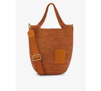 Loewe Womens Honey Gold X Paula's Ibiza Slit Raffia and Leather Tote Bag