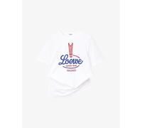 Loewe Womens Loewe Brand-Print Relaxed-Fit Woven T-Shirt White M