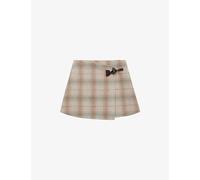 Loewe Womens Loewe Checked Wrap-Over Wool-Cashmere Blend Mini Skirt Beige 12