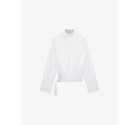 Loewe Womens Loewe Draped Long-Sleeve Cotton Blend Shirt White 12