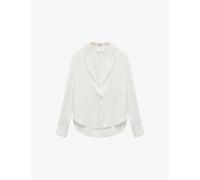 Loewe Womens Loewe Draped-Neckline Long-Sleeve Cotton-Silk Blend Blouse White 12