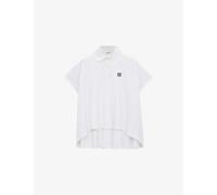 Loewe Womens Loewe Logo-Embroidered Dipped-Hem Cotton-Blend Polo Shirt White M