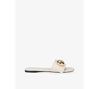 Loewe Womens Loewe Pebble Flat Leather Slides Cream Eur 40 / 7 UK Women
