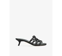 Loewe Womens Loewe Petal Anagram 45 Leather Heeled Slides Black Eur 37 / 4 UK Women