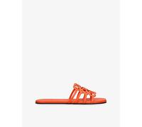 Loewe Womens Loewe Petal Anagram Leather Slides Orange Eur 41 / 8 UK Women