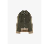 Loewe Womens Loewe Turn-Up Contrast Suede Jacket Khaki Green 12