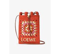 Loewe Womens Loewe x Paula's Ibiza Drawstring-Pocket Crochet Raffia Cross-Body Bag Bright Orange/Pink