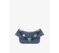 Loewe Womens Loewe x Paula's Ibiza Ola Medium Crochet Raffia Shoulder Bag Denim Blue