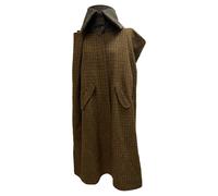 LOEWE Women's Preloved Cape Coat in Houndstooth Brown Wool in Light Brown | Size: 38