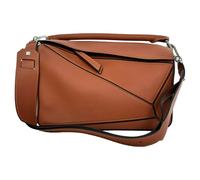LOEWE Women's Preloved Medium Puzzle Bag in Tan Leather in Light Brown