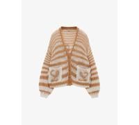 Loewe Womens White/camel Anagram Striped Knitted Cardigan M
